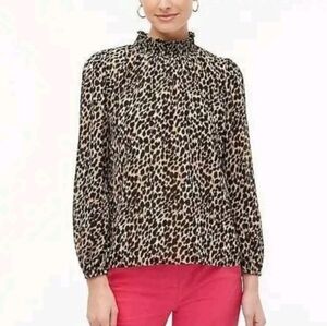 New J.Crew Leopard Mock Neck Blouse Small